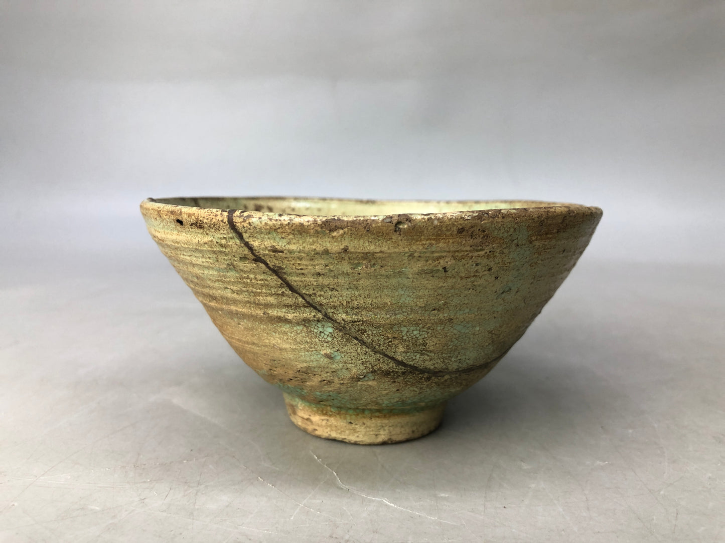 Y8205 CHAWAN Totoya bowl kintsugi box Japan antique tea ceremony pottery cup