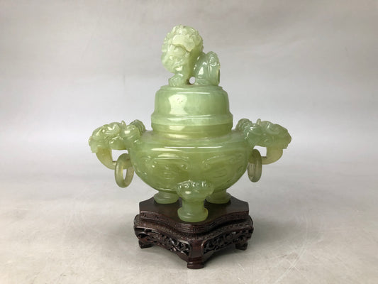 Y8231 KOURO Jade wooden stand China antique fragrance incense burner aroma