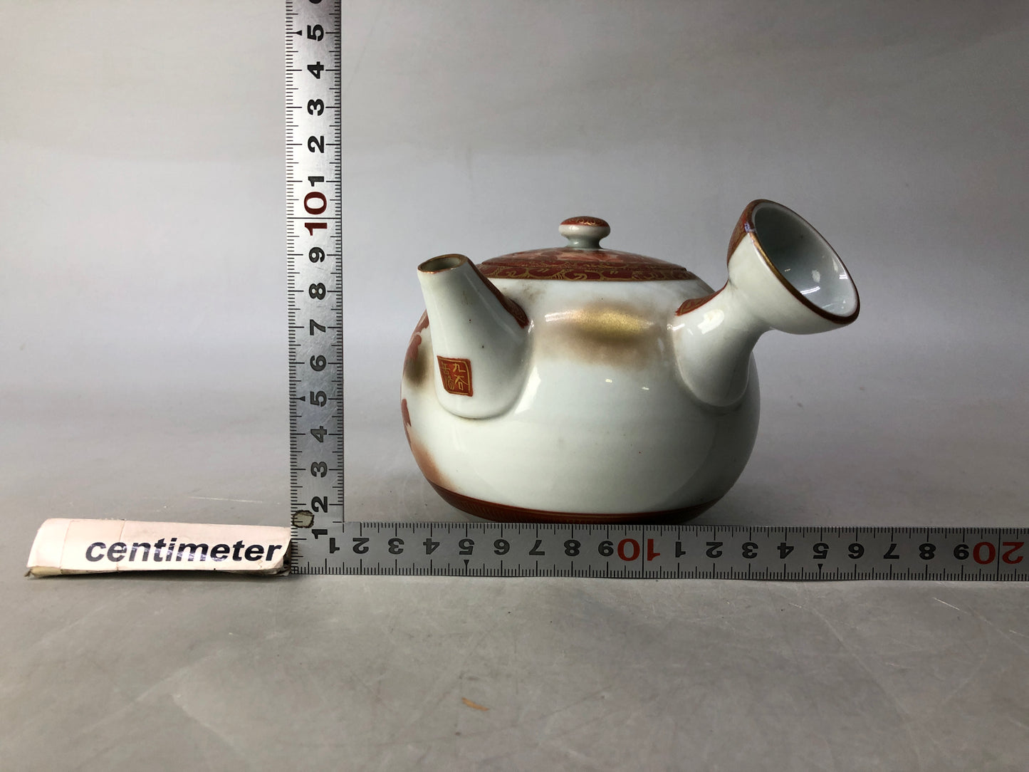 Y8238 KYUSU Kutani-ware color picture signed Japan Tea Ceremony antique teapot