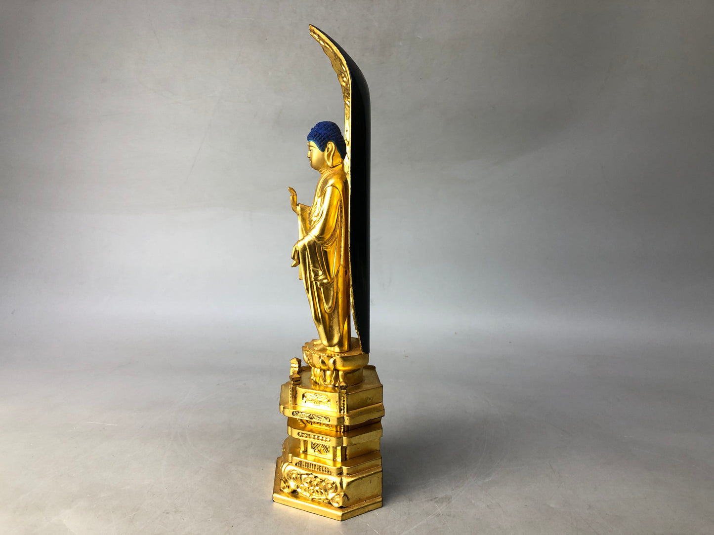 Y8241 STATUE Buddhist figure wood carving gold leaf Buddhism art Japan antique