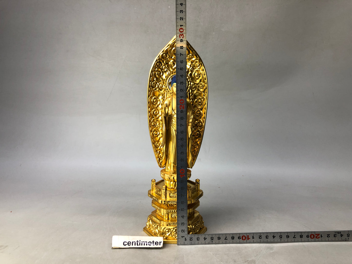 Y8241 STATUE Buddhist figure wood carving gold leaf Buddhism art Japan antique