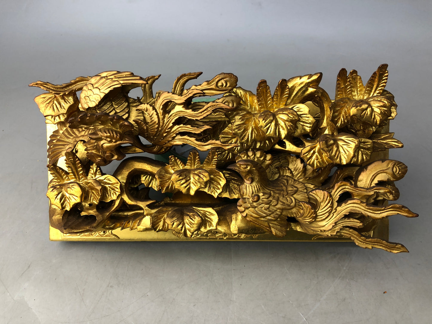 Y8268 RANMA wood carving Transom gold leaf small 2 pieces Japan antique interior