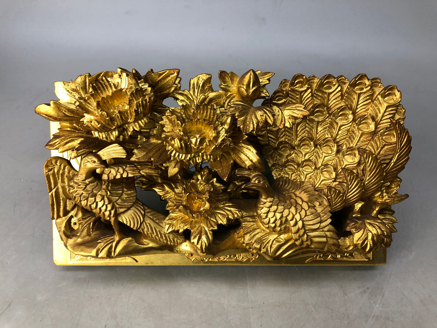 Y8268 RANMA wood carving Transom gold leaf small 2 pieces Japan antique interior