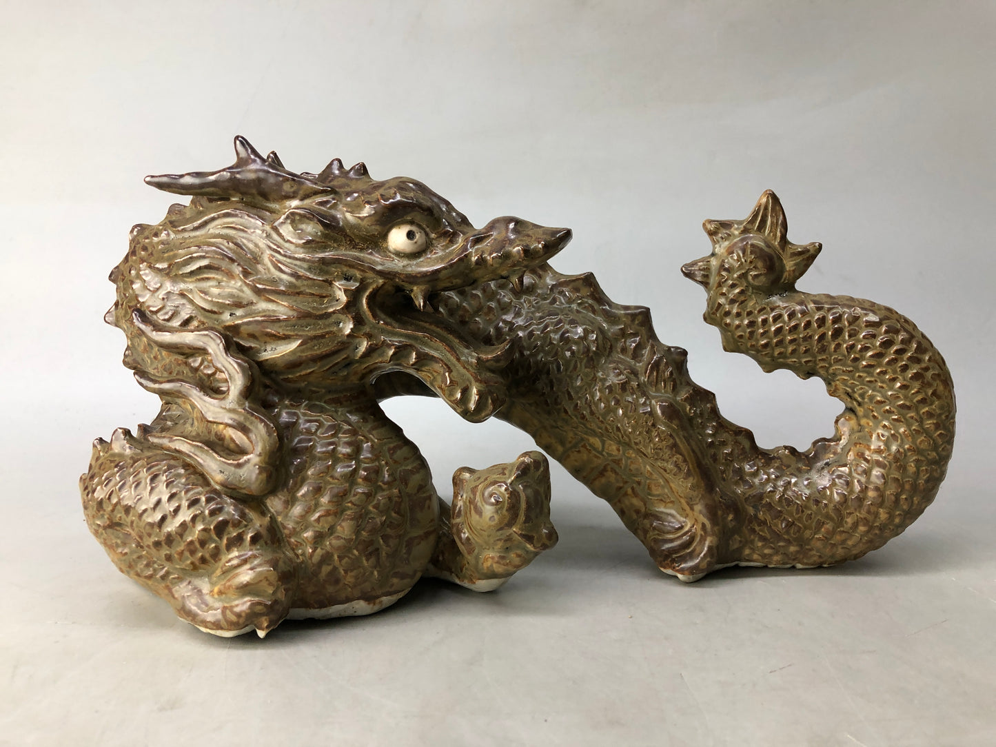 Y8271 OKIMONO Seto-ware Dragon figurine figure Japan antique interior ornament