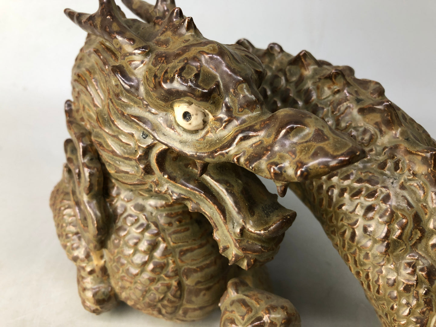 Y8271 OKIMONO Seto-ware Dragon figurine figure Japan antique interior ornament