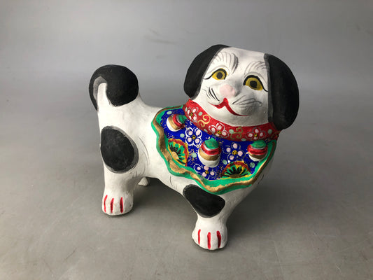 Y8281 OKIMONO ceramic Dog figurine clay doll figure Japan antique interior decor