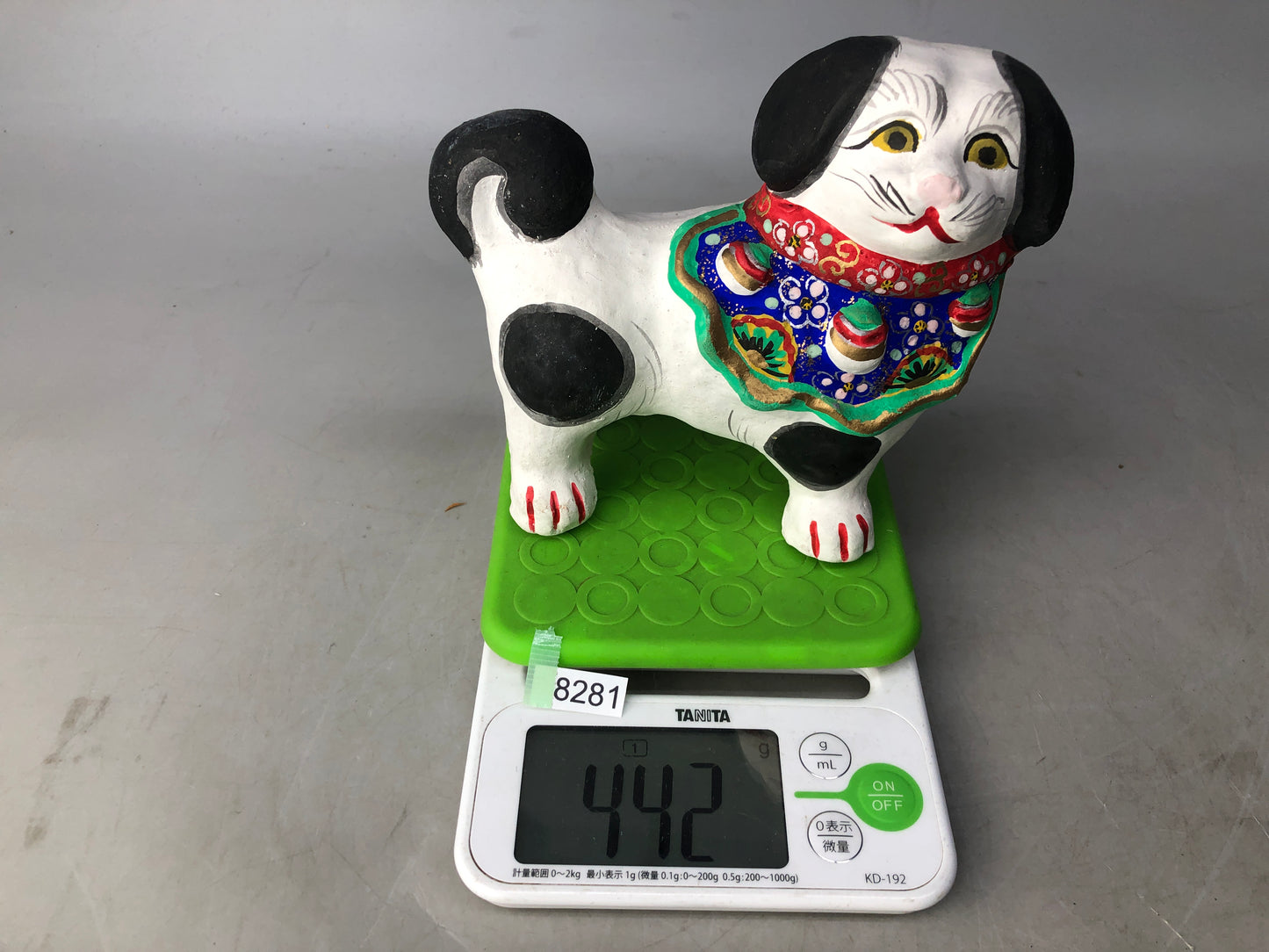 Y8281 OKIMONO ceramic Dog figurine clay doll figure Japan antique interior decor