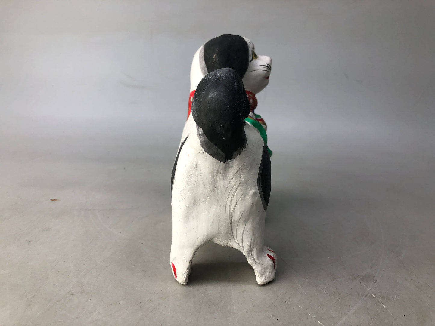 Y8281 OKIMONO ceramic Dog figurine clay doll figure Japan antique interior decor