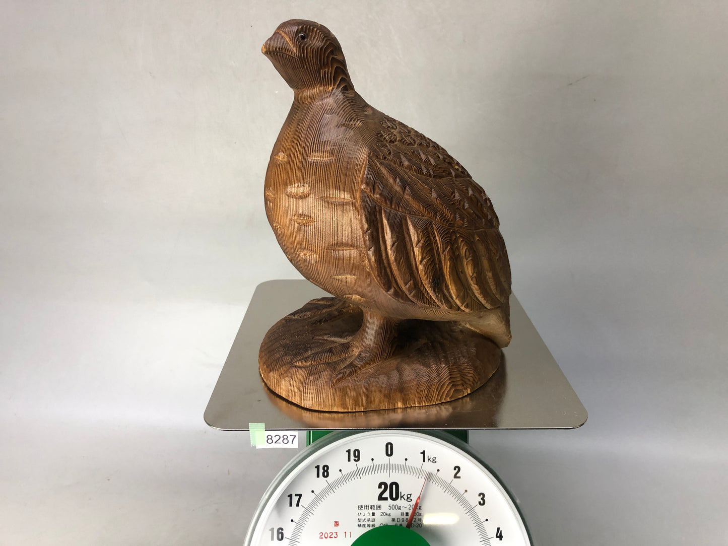 Y8287 OKIMONO wood carving Bird figurine signed Japan antique interior figure