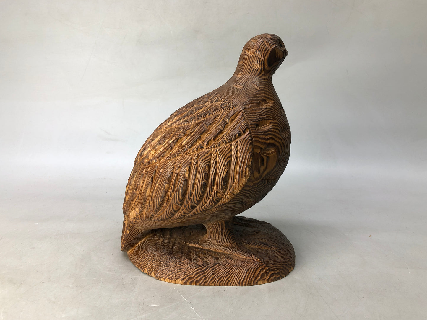 Y8287 OKIMONO wood carving Bird figurine signed Japan antique interior figure