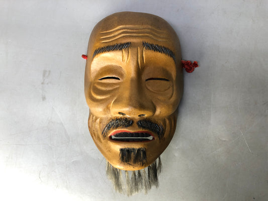 Y8298 NOH MASK wood carving Kagekiyo signed Japan antique dance drama omen men