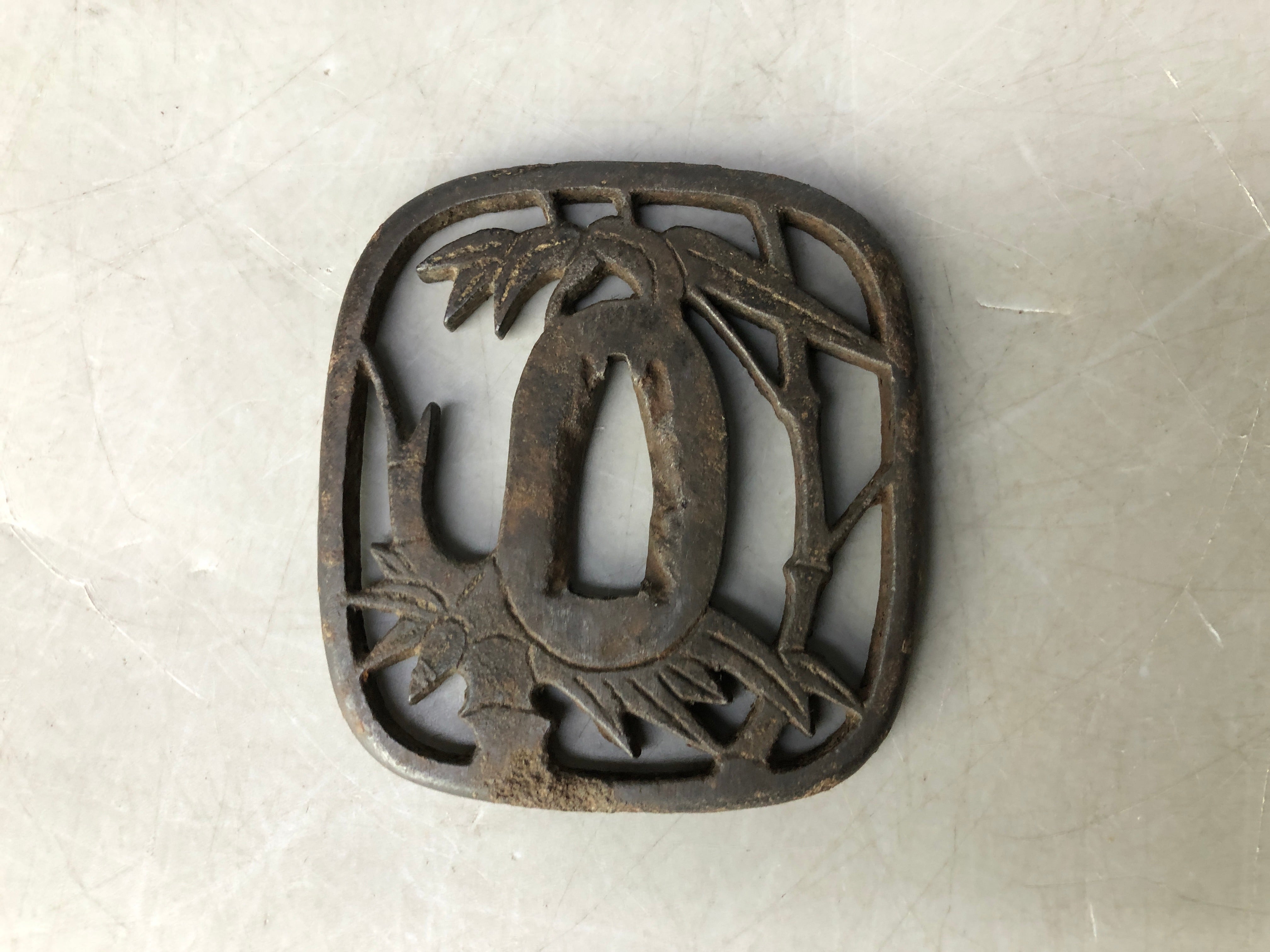 Y8302 TSUBA Iron sword guard Bamboo pattern Japan samurai katana koshi ...