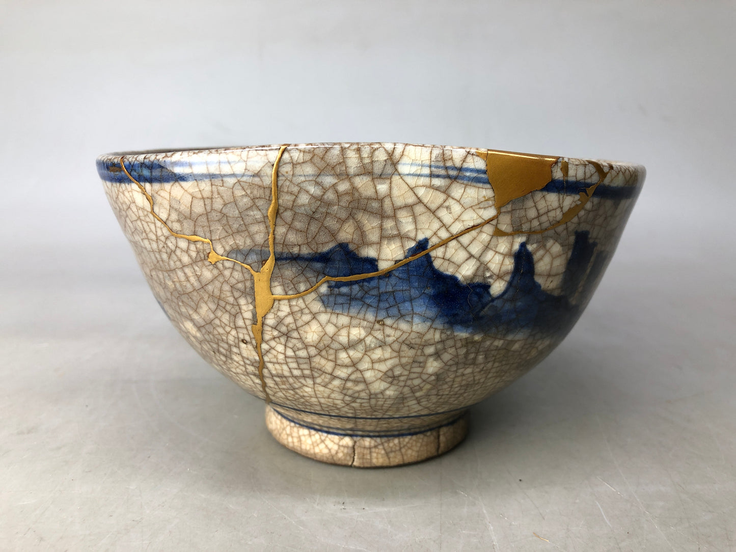 Y8310 CHAWAN Koimari-ware kintsugi bowl box Japan antique tea ceremony pottery