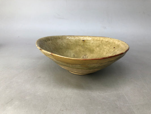 Y8320 CHAWAN Ko-Seto flat bowl kintsugi excavated Japan antique tea ceremony