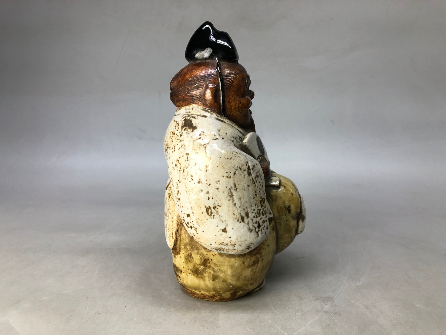 Y8336 OKIMONO Seto-ware Sanbaso figurine signed Japan antique interior figure