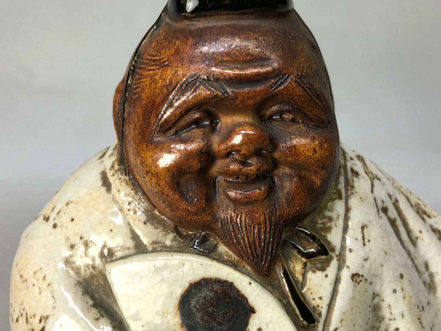 Y8336 OKIMONO Seto-ware Sanbaso figurine signed Japan antique interior figure