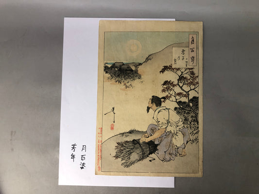 Y8339 WOODBLOCK PRINT Tsukioka Yoshitoshi single piece Japan Ukiyoe antique