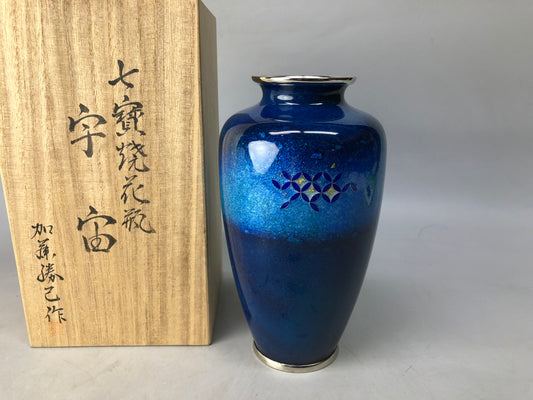 Y8347 FLOWER VASE Cloisonne signed box Japan ikebana floral arrangement interior