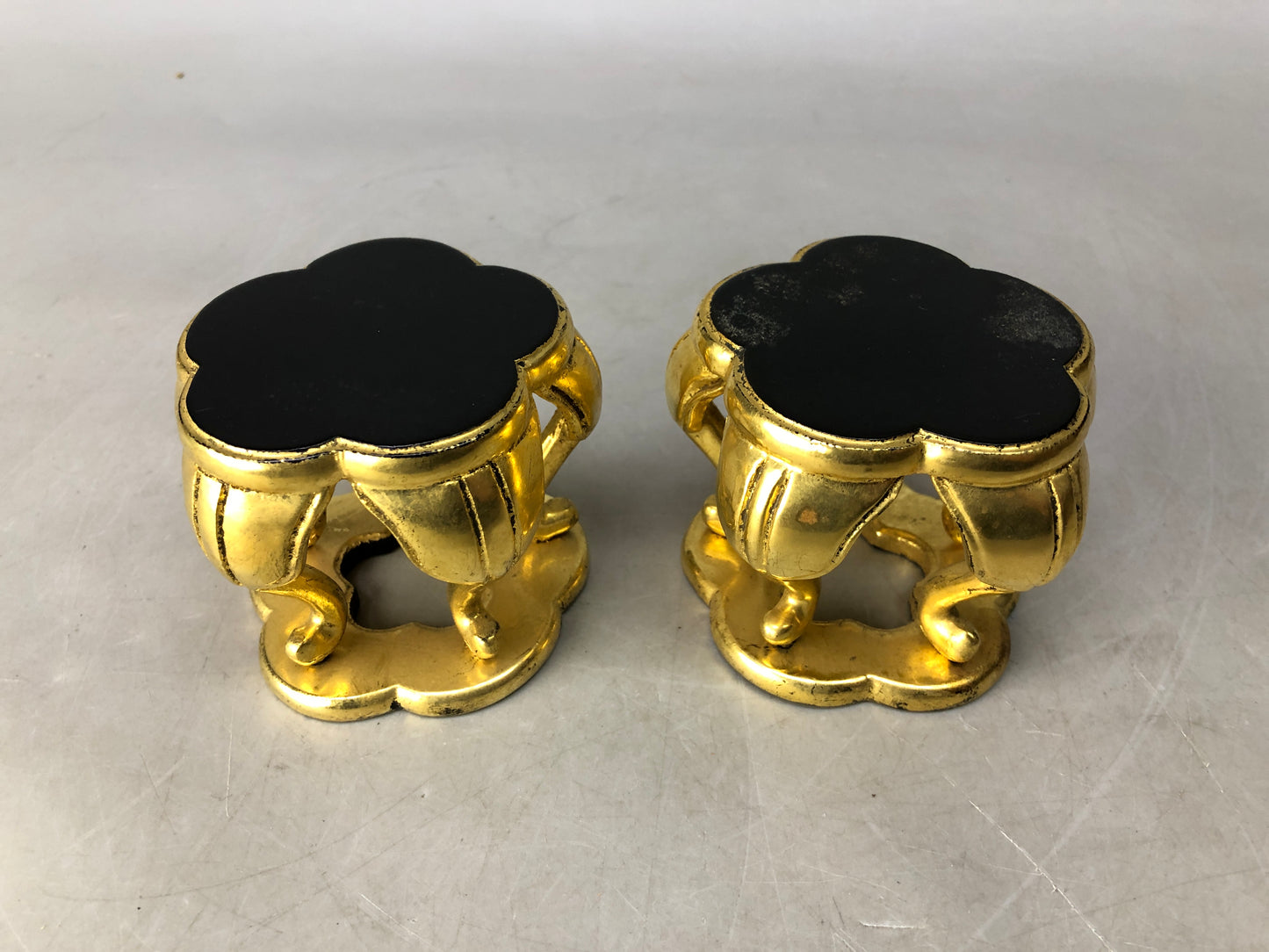 Y8349 Buddhist Altar Equipment small flower stand pair gold paint Japan antique