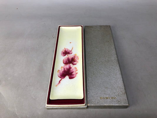 Y8353 DISH Cloisonne pen tray box stationery Japan antique office desk pencil