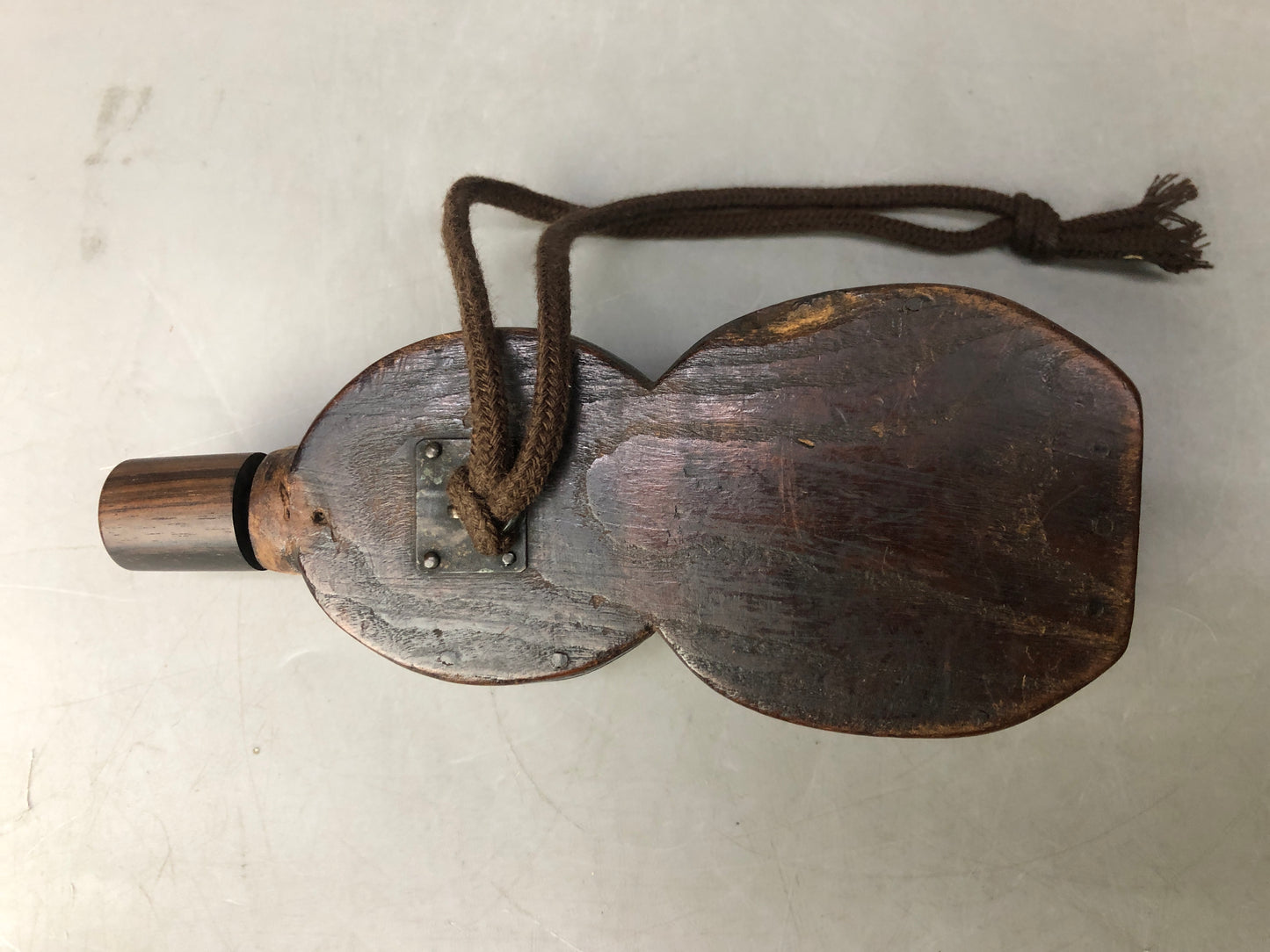 Y8366 CASE Gourd-shaped Samurai matchlock gun gunpower container Japan antique