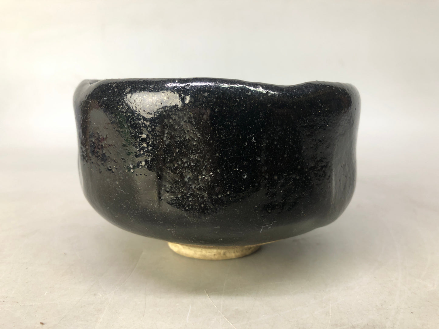 Y8370 CHAWAN Raku-ware black bowl Ryounyu signed box Japan antique tea ceremony