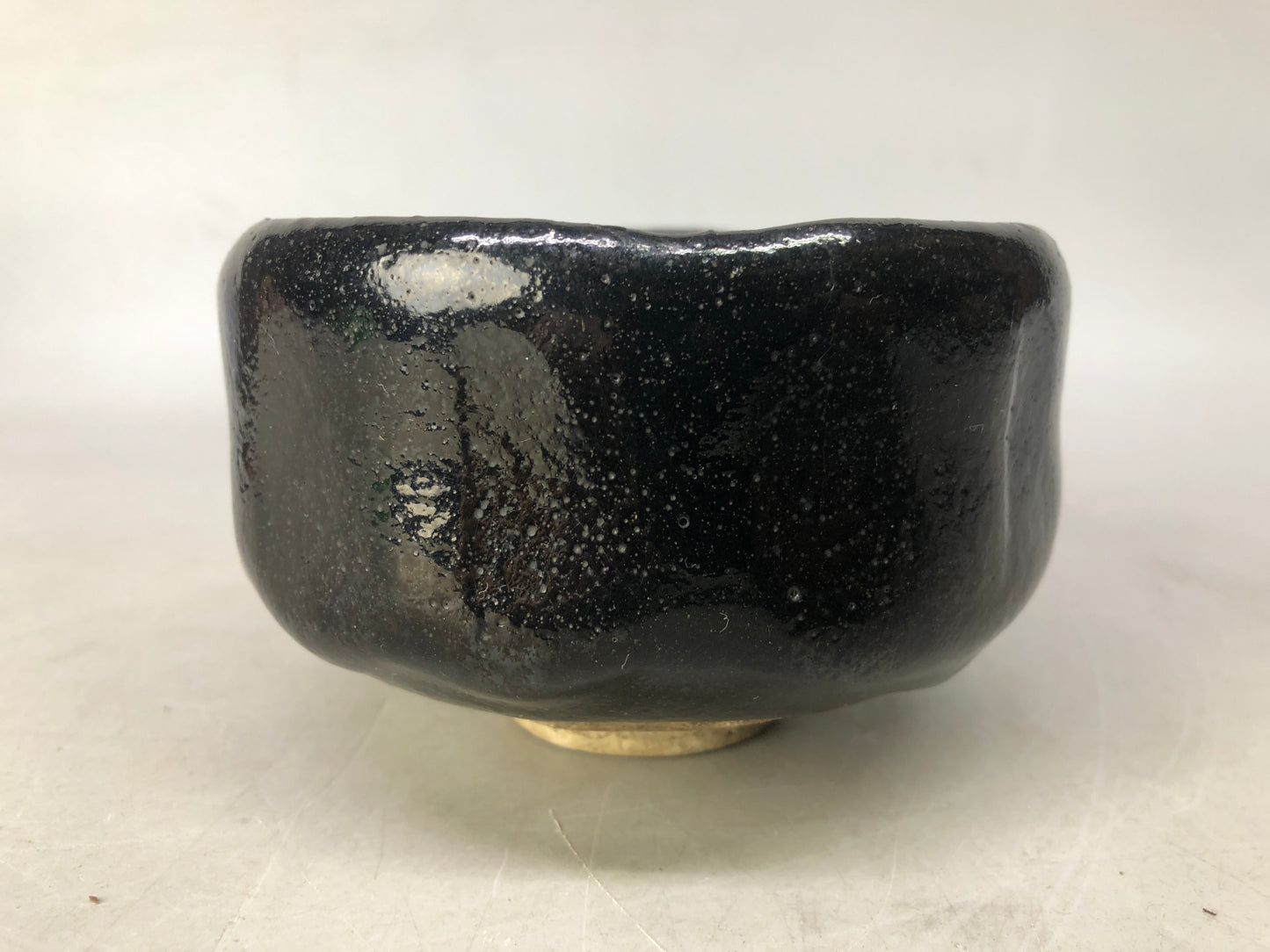 Y8370 CHAWAN Raku-ware black bowl Ryounyu signed box Japan antique tea ceremony