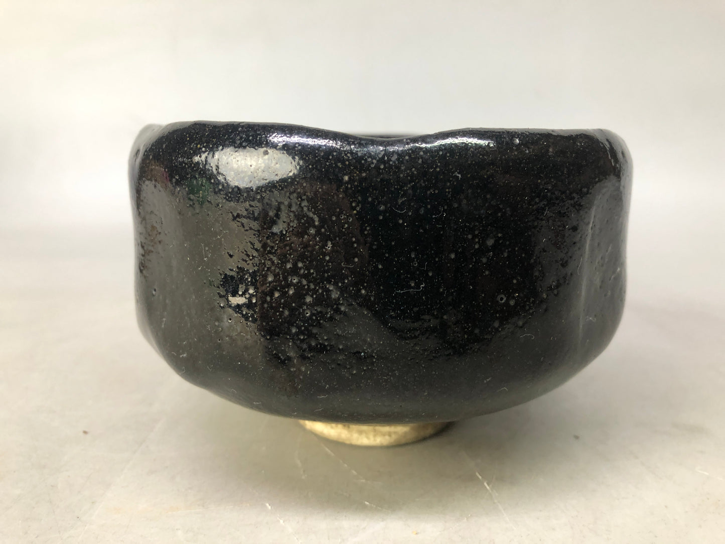 Y8370 CHAWAN Raku-ware black bowl Ryounyu signed box Japan antique tea ceremony