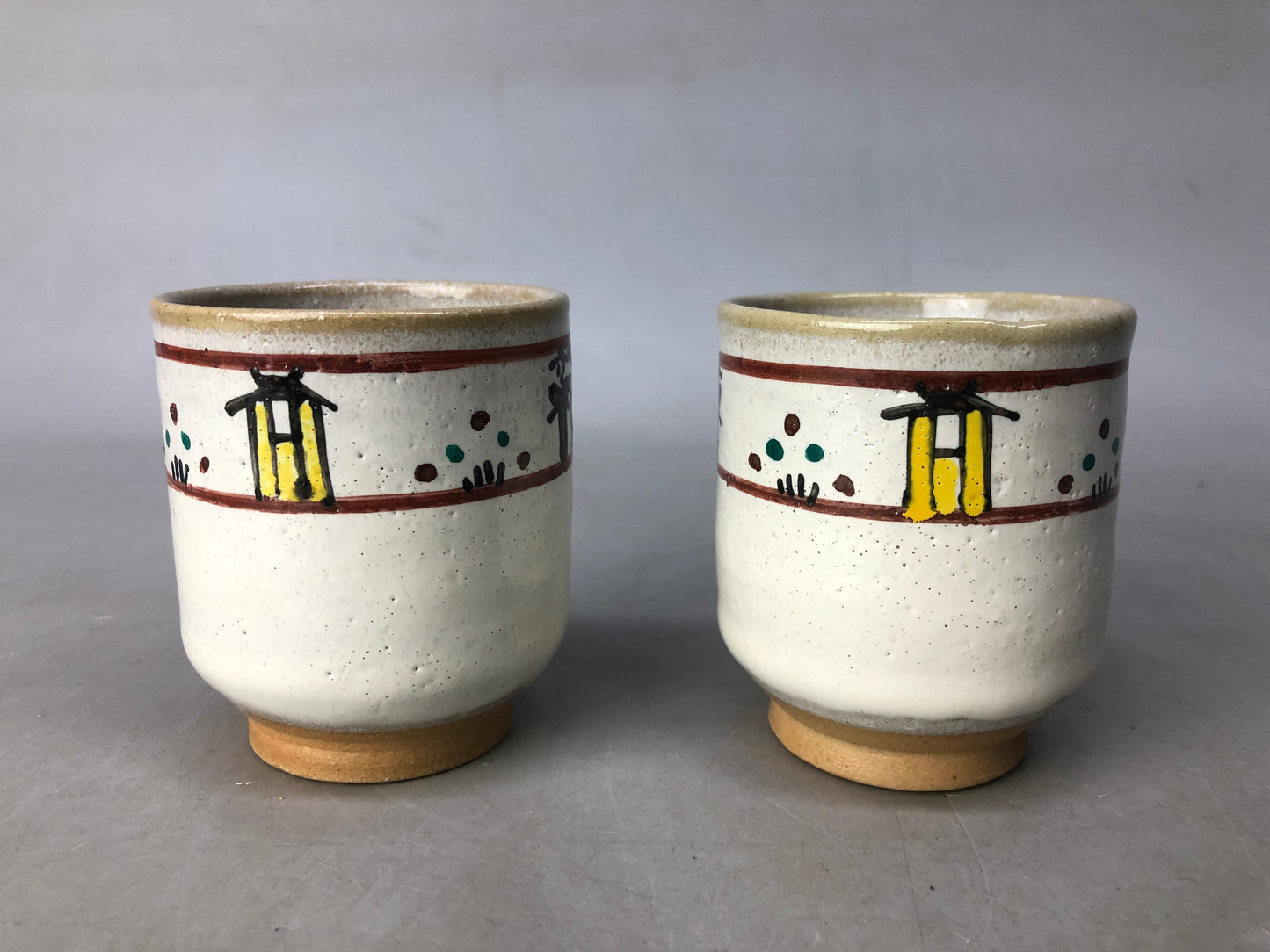 Y8373 YUNOMI Akahada-ware teacup cup set of 2 wigned box Japan antique Sencha