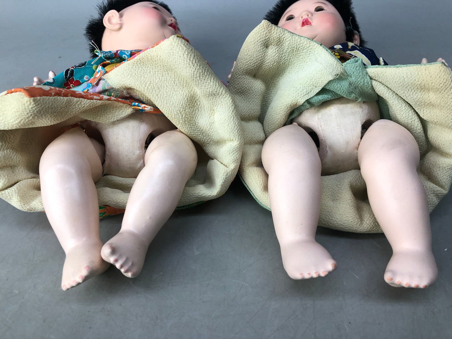 Y8376 NINGYO Ichimatsu crawling doll Boy 2 pieces Japan antique kimono figure