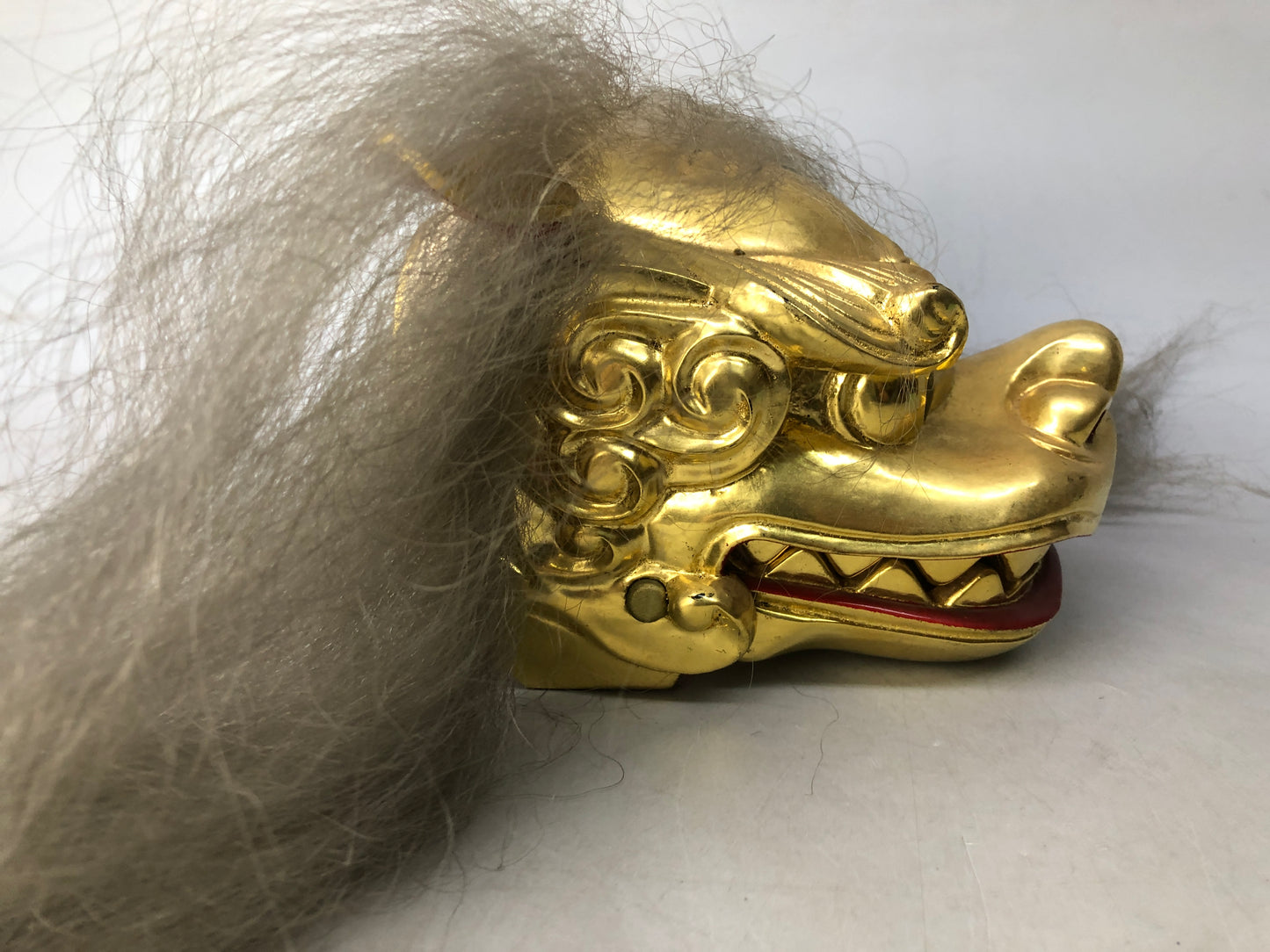 Y8381 OKIMONO Shishimai Lion Dance ornament gold paint Japan antique interior