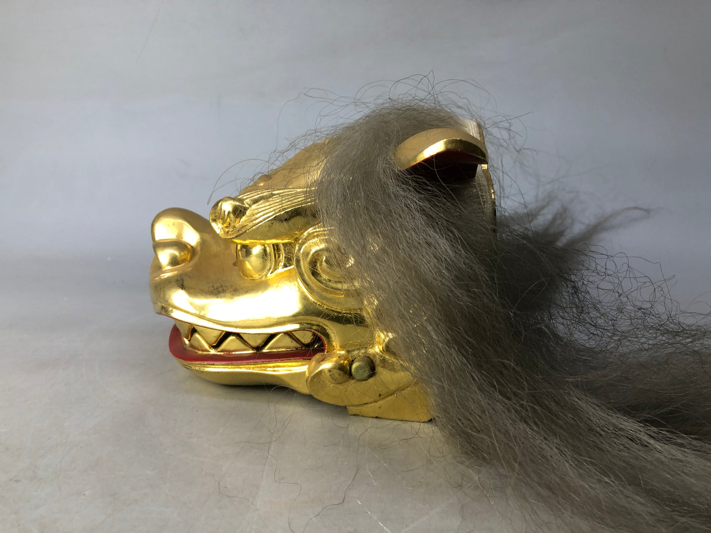 Y8381 OKIMONO Shishimai Lion Dance ornament gold paint Japan antique interior