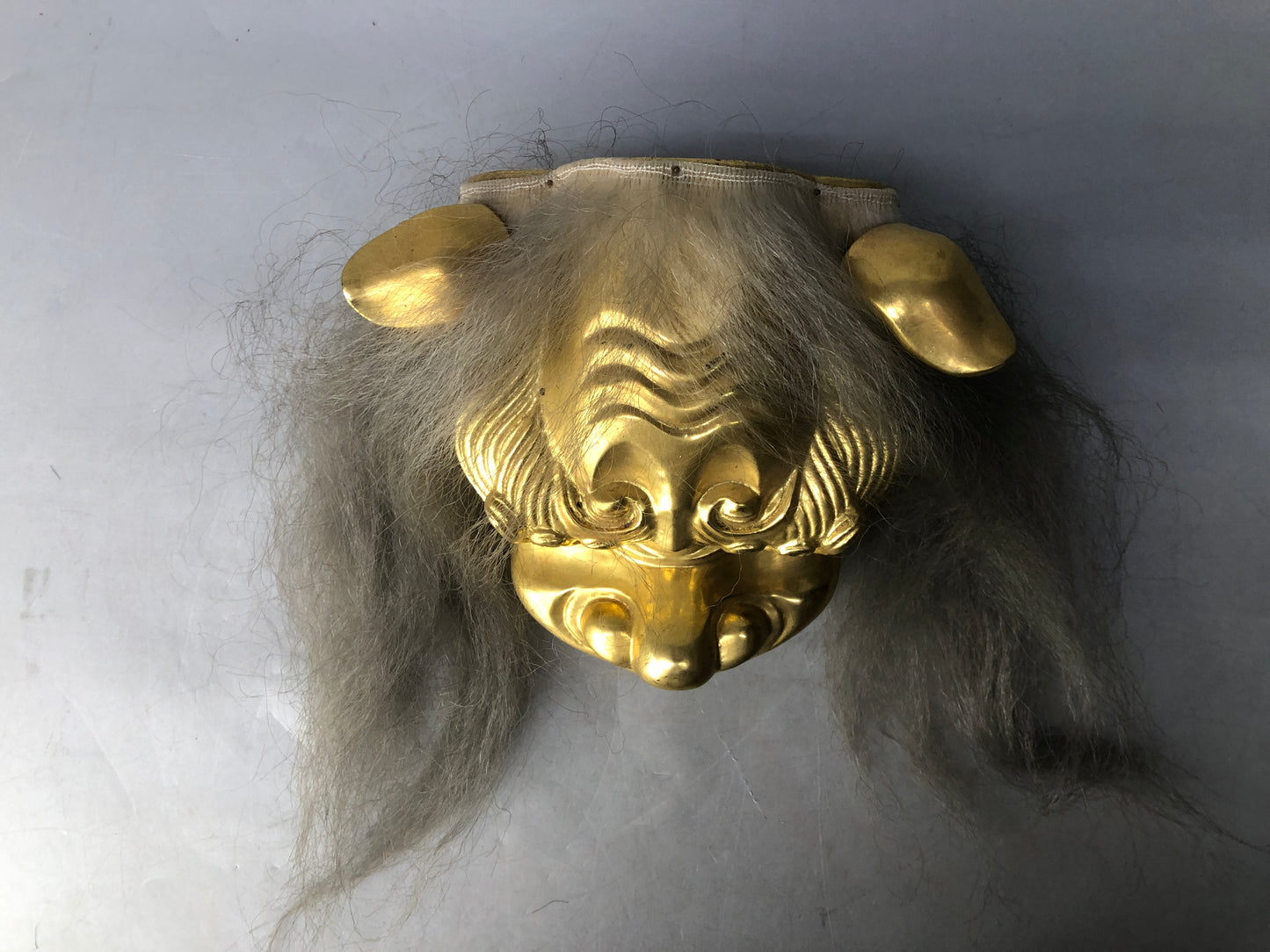 Y8381 OKIMONO Shishimai Lion Dance ornament gold paint Japan antique interior