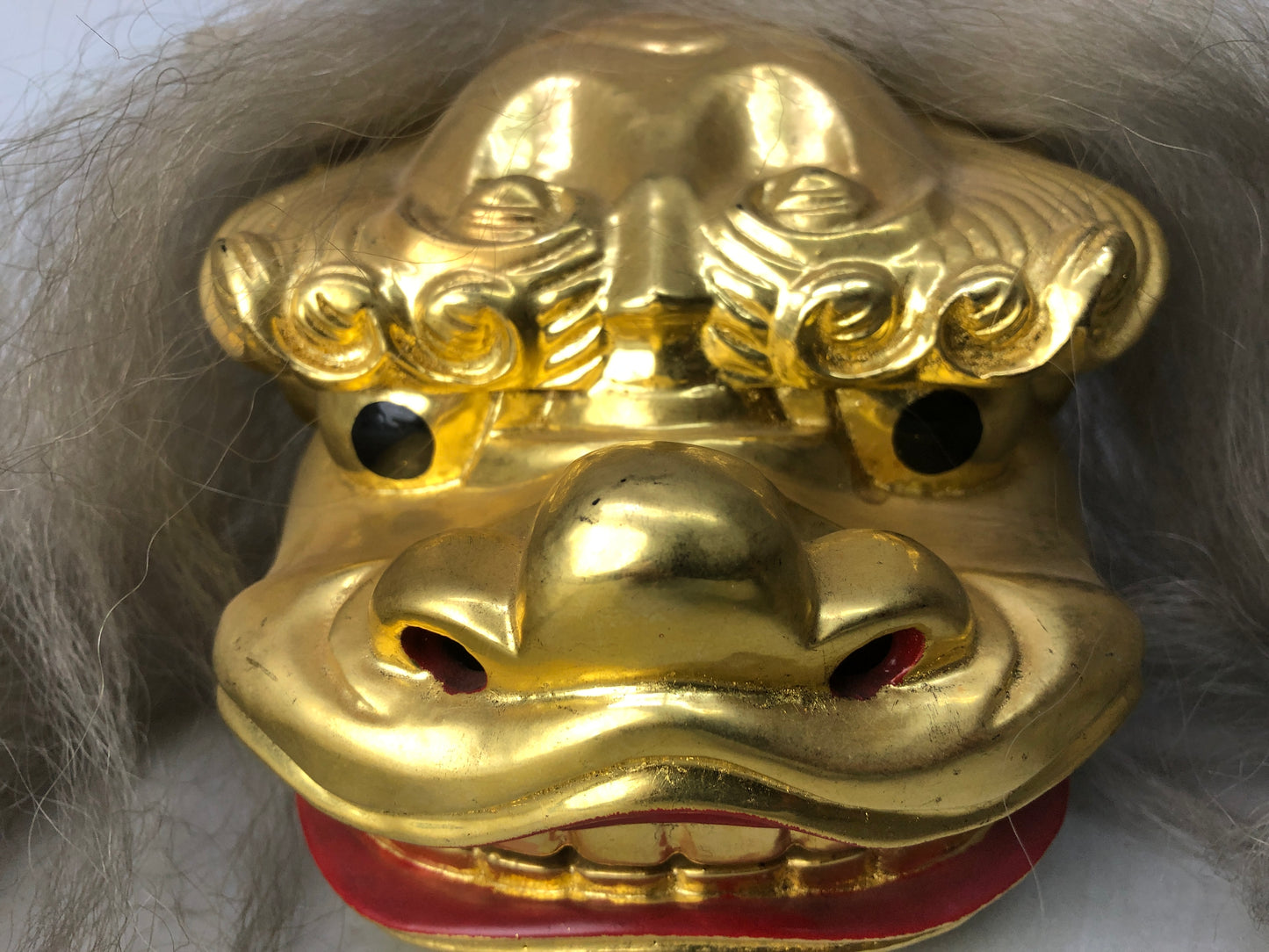 Y8381 OKIMONO Shishimai Lion Dance ornament gold paint Japan antique interior