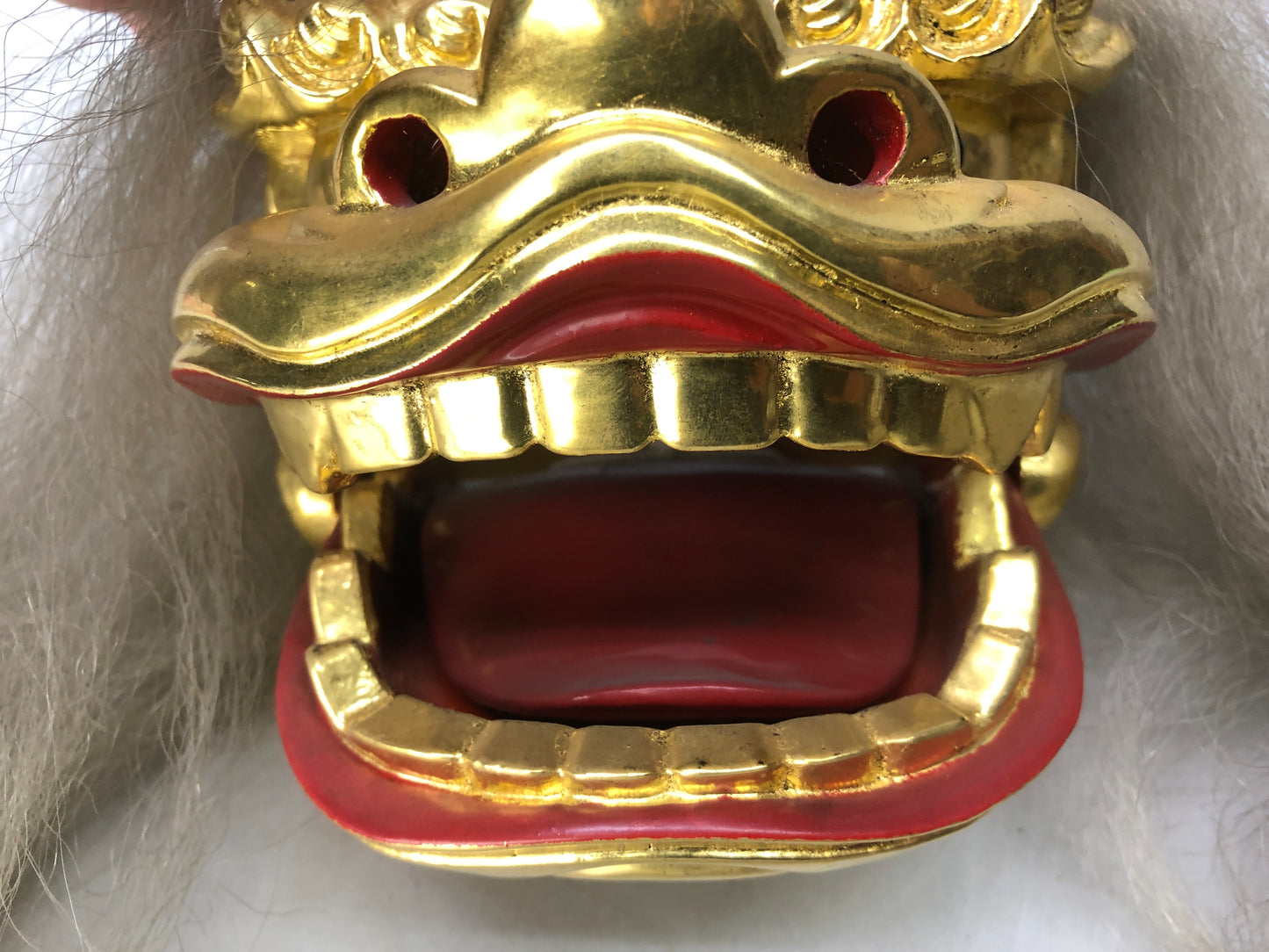 Y8381 OKIMONO Shishimai Lion Dance ornament gold paint Japan antique interior