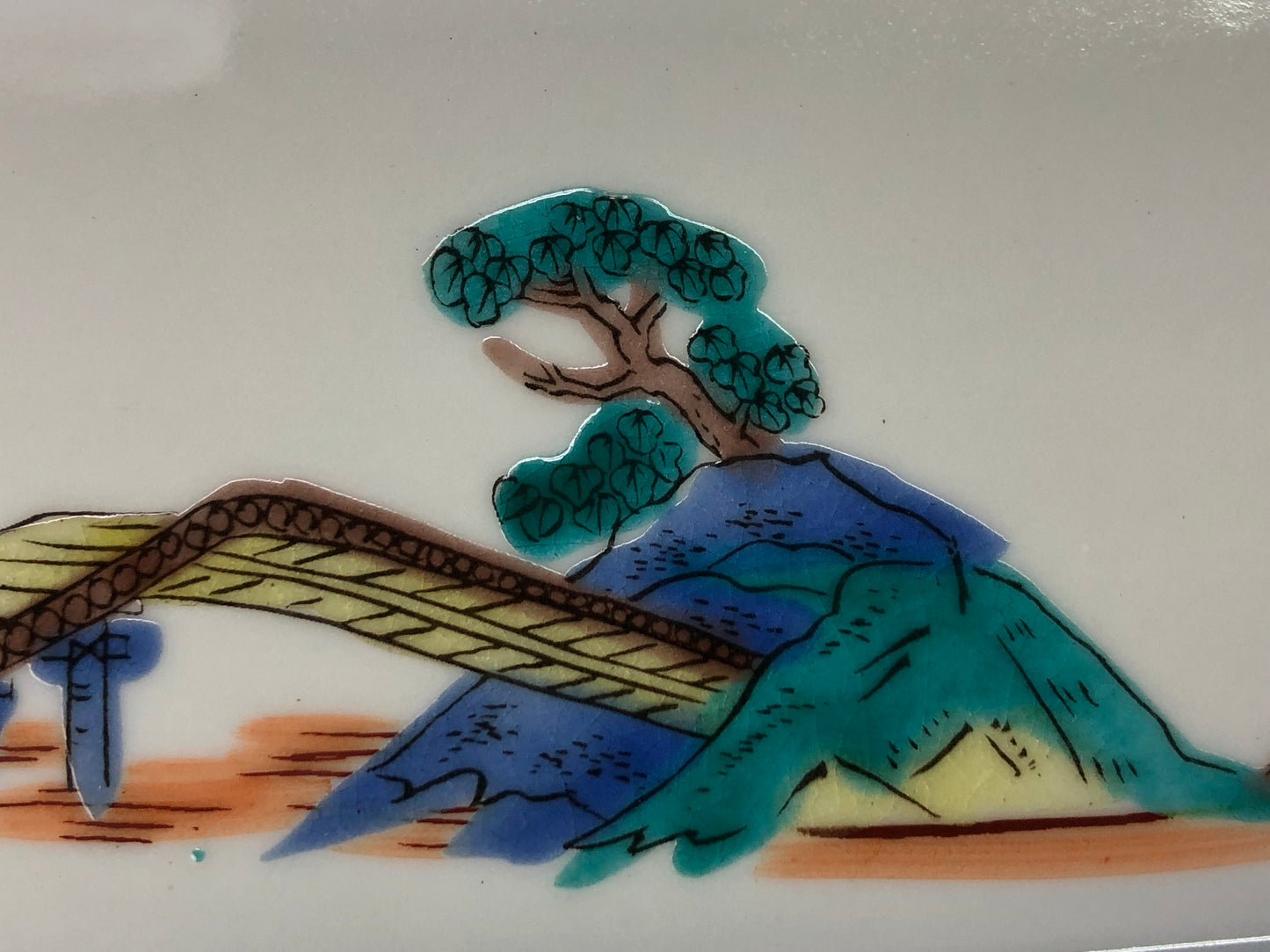 Y8408 DISH Kutani-ware set of 5 signed box color picture Japan antique tableware