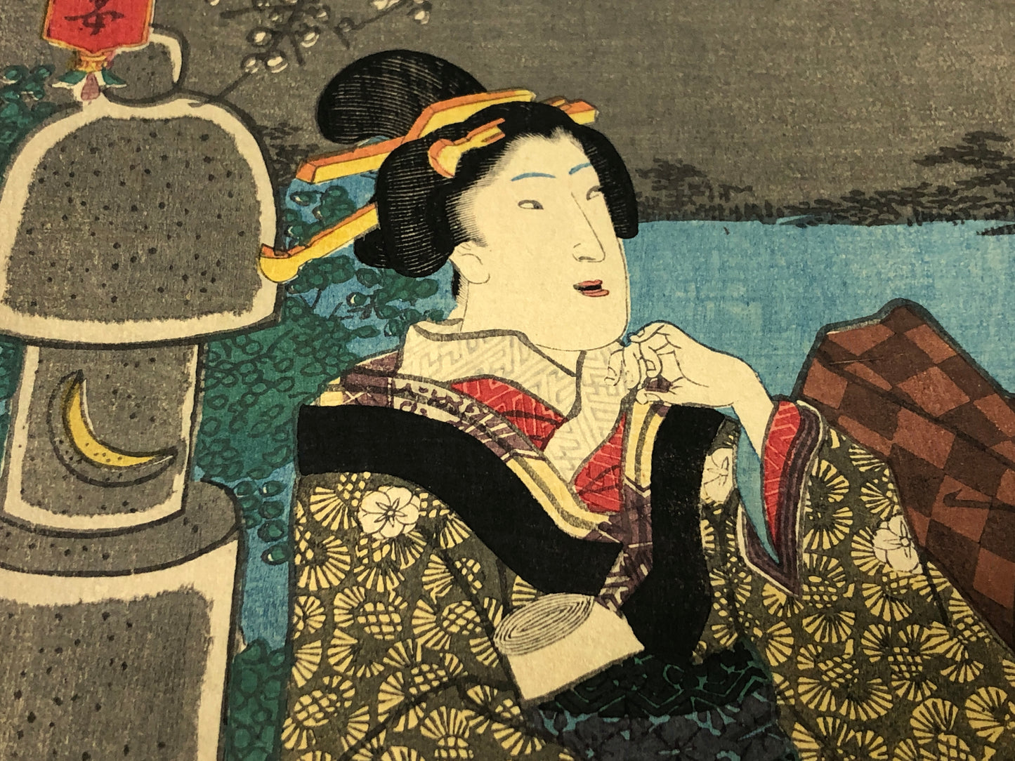 Y8434 WOODBLOCK PRINT Toyokuni Beautiful women single piece Japan Ukiyoe antique