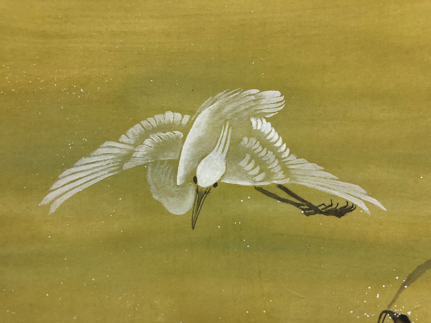 Y8516 KAKEJIKU Heron Snow signed box Japan antique hanging scroll wall decor