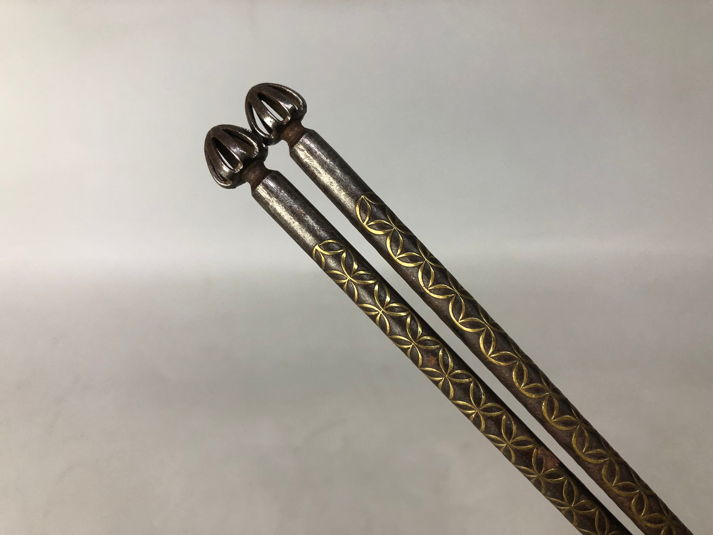 Y8525 HIBASHI Iron chopsticks tongs bag box Japan Tea Ceremoy utenisls antique