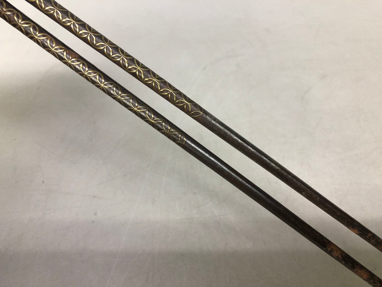 Y8525 HIBASHI Iron chopsticks tongs bag box Japan Tea Ceremoy utenisls antique