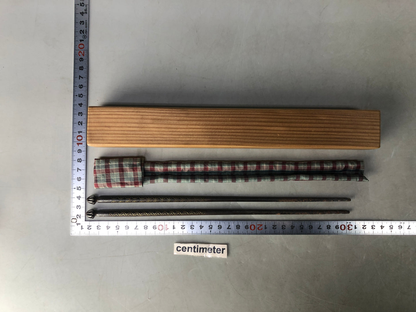 Y8525 HIBASHI Iron chopsticks tongs bag box Japan Tea Ceremoy utenisls antique