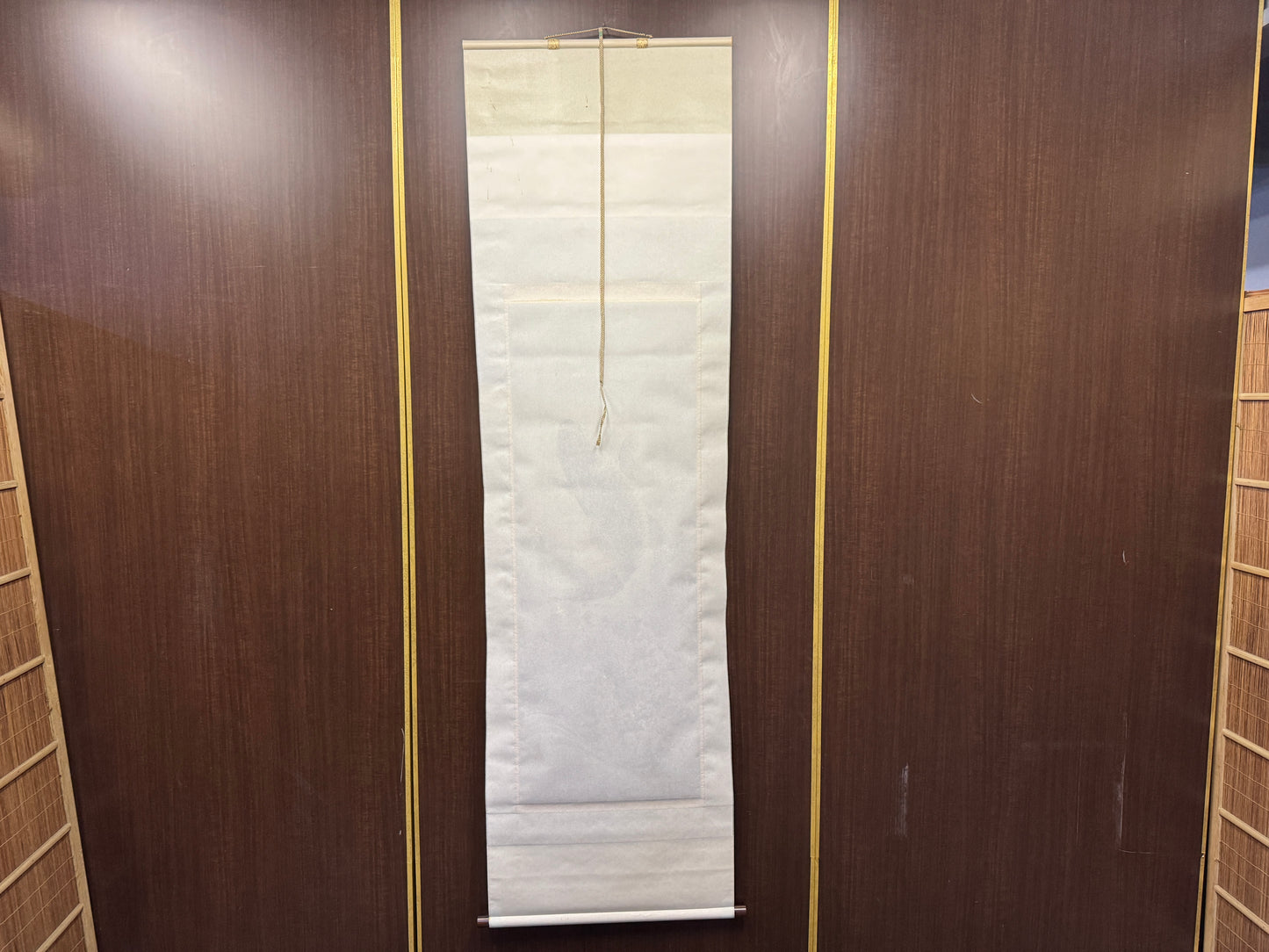 Y8562 KAKEJIKU Wave Koi fish signed box Japan antique hanging scroll interior