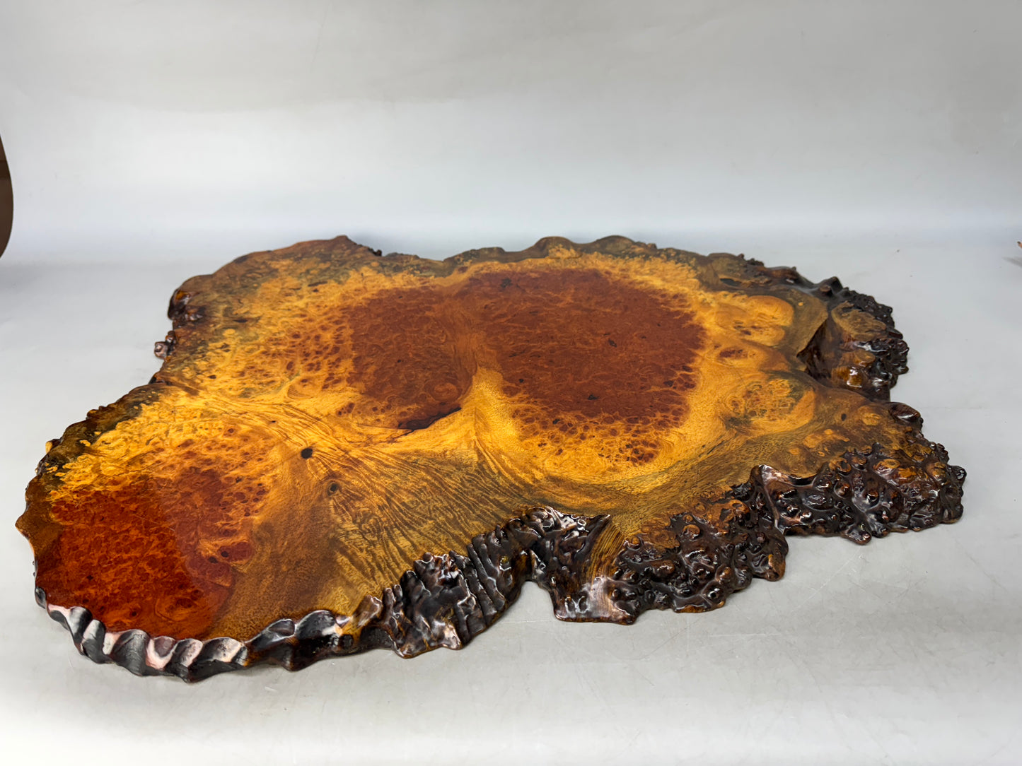 Y8613 FLOWER STAND Tamamoku wooden base plate Japan antique ikebana interior