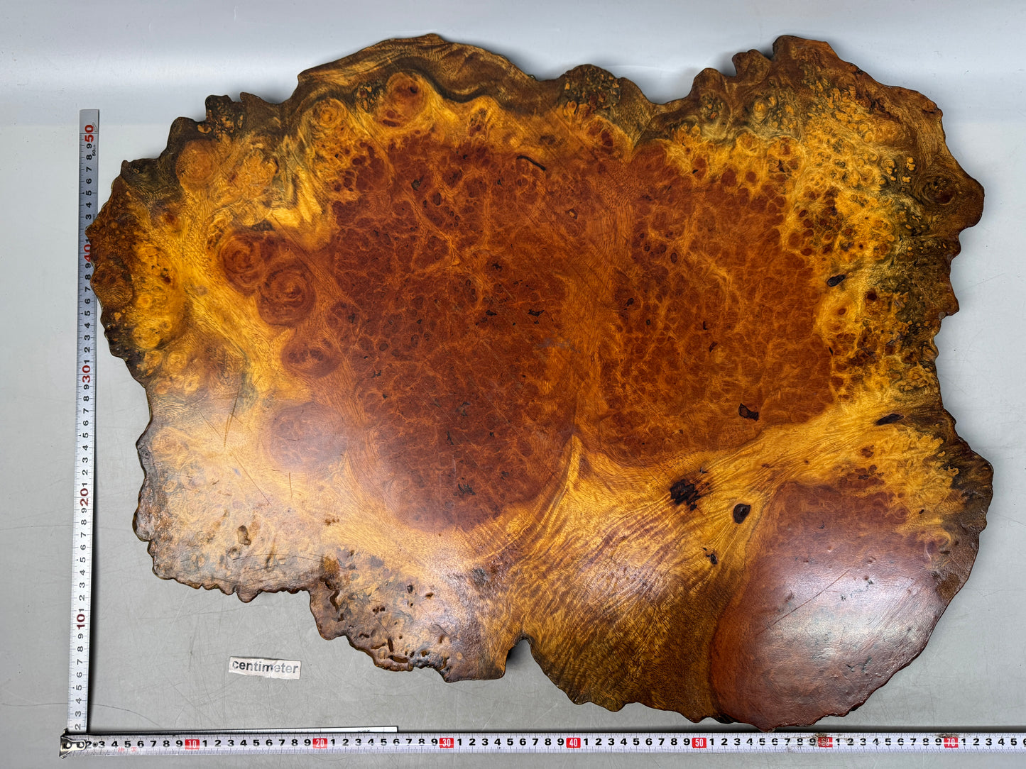 Y8613 FLOWER STAND Tamamoku wooden base plate Japan antique ikebana interior