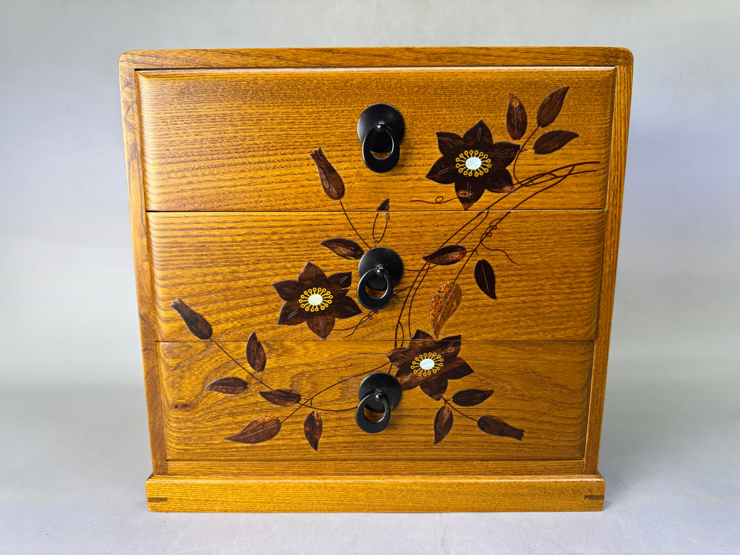 Y8657 TANSU Parquet small chest of drawers cherry blossoms Japan antique storage