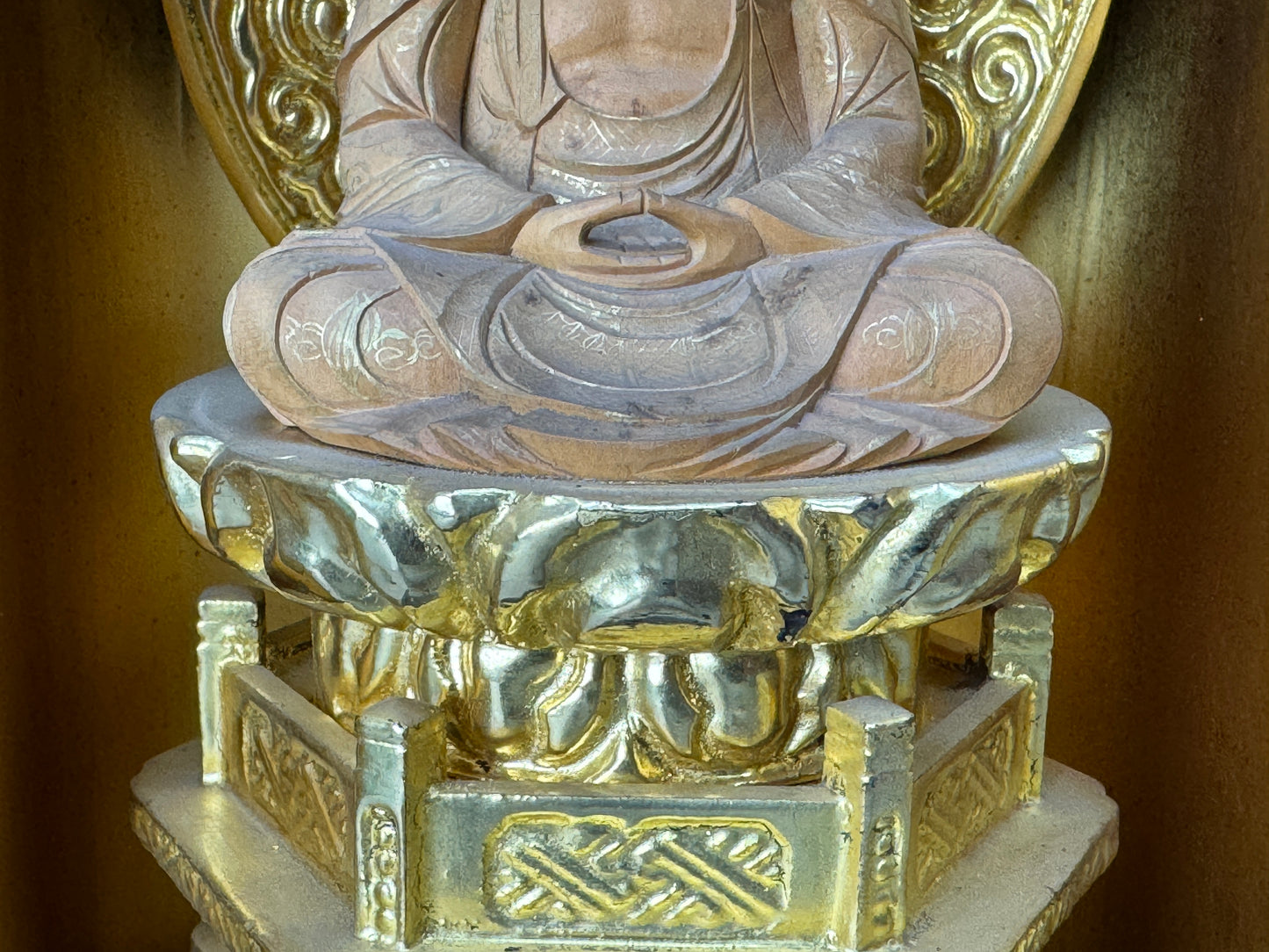 Y8761 STATUE wood carving Buddha figure shrine Japan antique interior decor