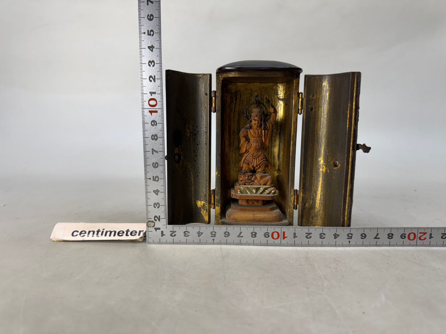 Y8762 STATUE wooden Bishamonten Buddha figure shrine Japan antique interior