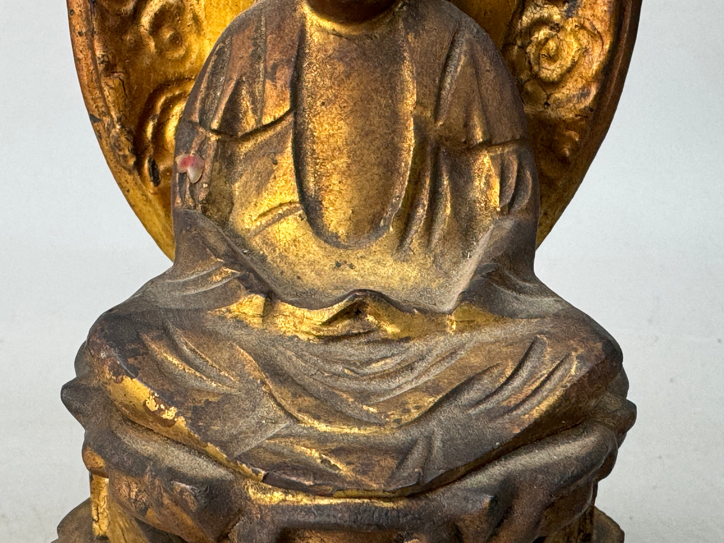 Y8764 STATUE wood carving Buddha figure figurine Japan antique interior decor