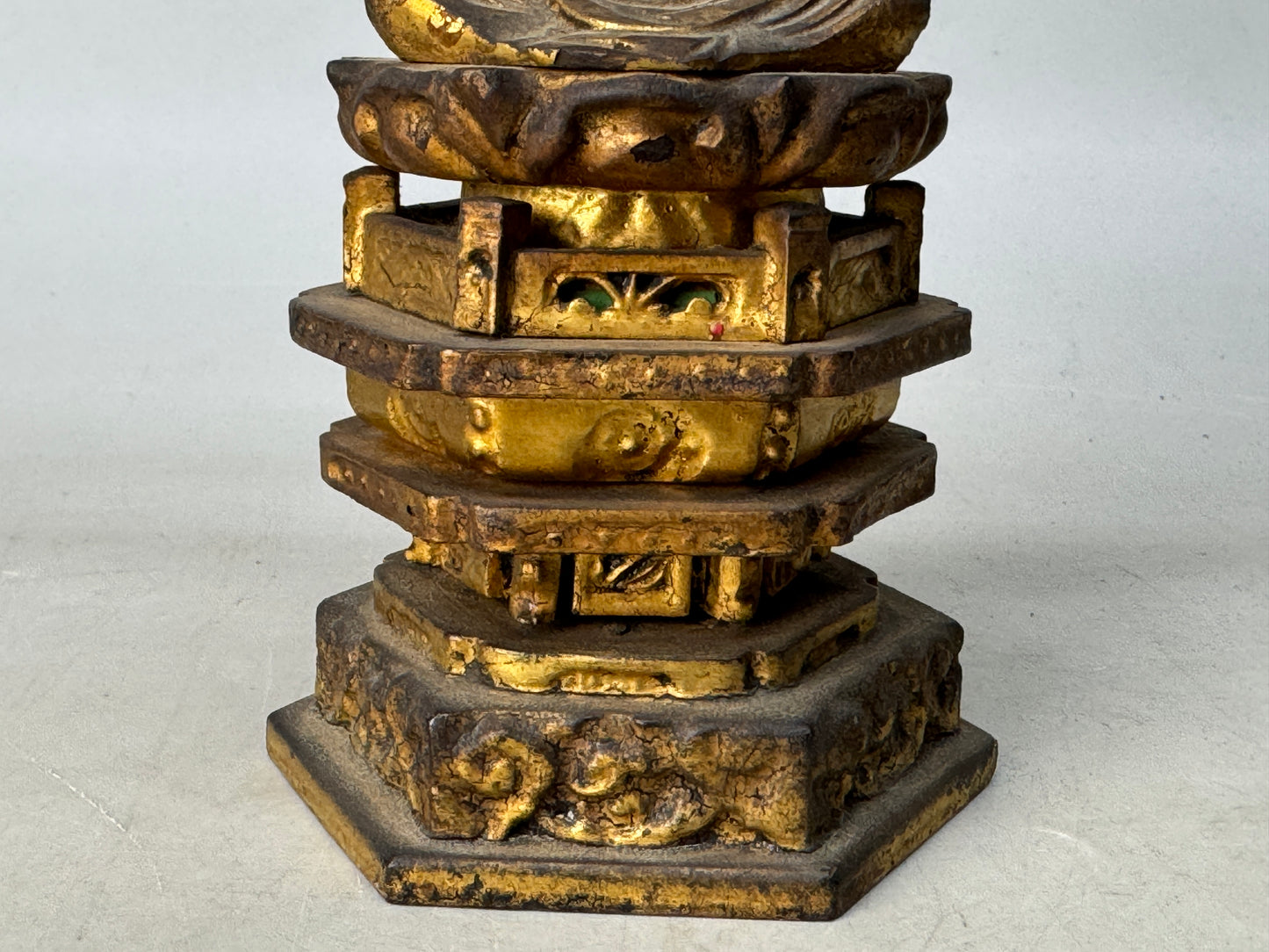 Y8764 STATUE wood carving Buddha figure figurine Japan antique interior decor