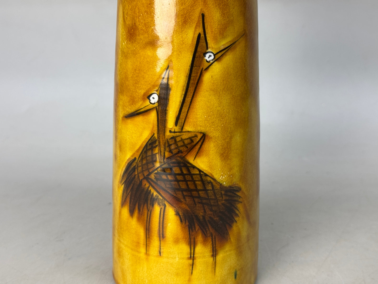 Y8770 FLOWER VASE Kutani-ware signed box Japan ikebana floral arrangement decor